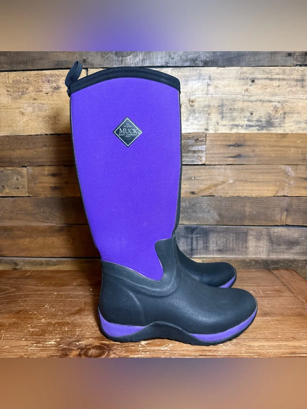 The Original MUCK BOOTS Wellington Boots Arctic EVA Black/Purple Women’s size 6